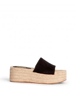 Sandalia cuña negro