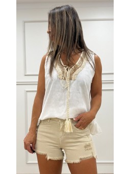 Short rotos beige