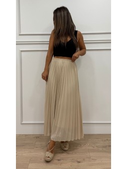 Falda plisada beige