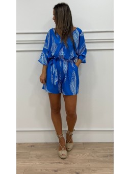 Mono corto hojas azul