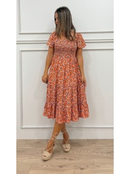 Vestido floreado naranja