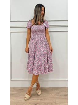 Vestido floreado rosa