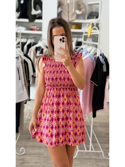 Vestido estampado fucsia