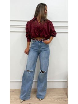 Pantalón wide leg roturas