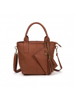 Bolso bag con neceser camel