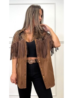 Sobrecamisa antelina flecos...