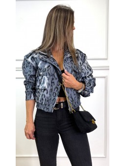Bomber estampado print azul