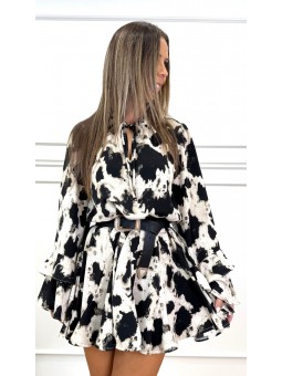 Vestido estampado beige