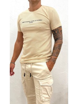 Camisetas letras beige