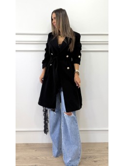 Abrigo botones espalda negro