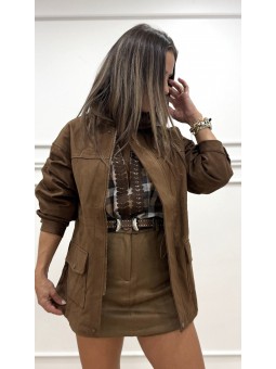 Chaqueta antelina marrón