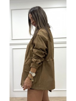 Chaqueta antelina tostada