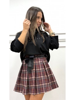 Falda tablas cuadros granate