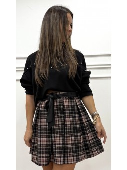 Falda tablas cuadros negra