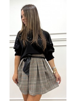 Falda tablas cuadros gris