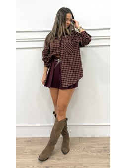 Falda tablas granate con...