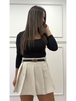 Falda tablas beige con...