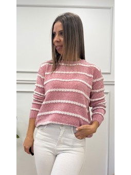 Jersey punto rayas rosa