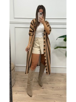 Kimono estampado beige