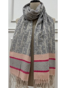 Fular estampado gris