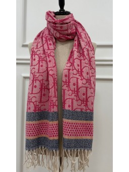 Fular estampado fucsia