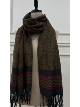 Fular estampado marrón