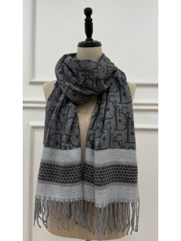 Fular estampado gris