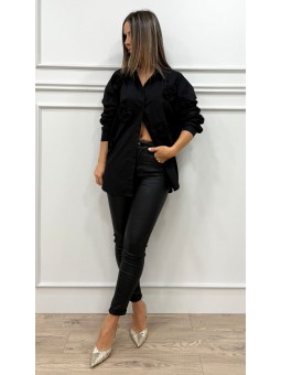 Camisa flores relieve negra