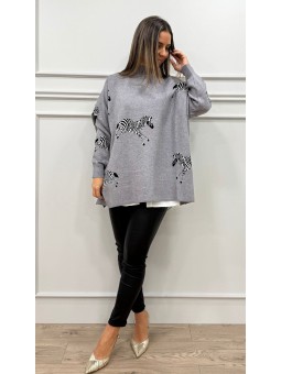 Jersey punto zebra gris