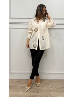 Camisa combinada bordados...