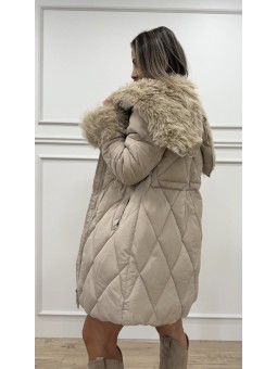 Plumifero combinado pelo beige