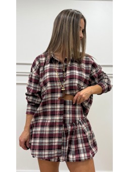 Camisa cuadros granate