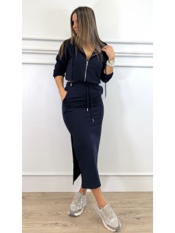 Falda midi algodón marino