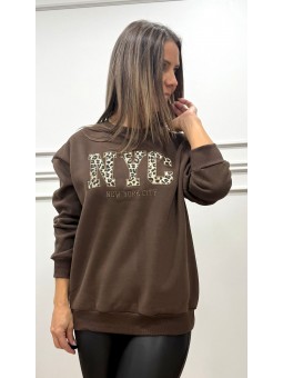 Sudadera NYC marrón