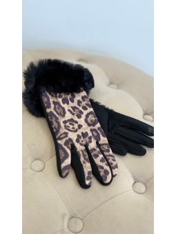 Guantes leopardo pelo negro