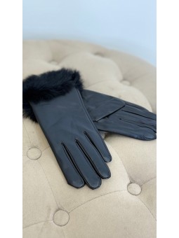 Guantes polipiel pelo negro