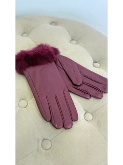 Guantes polipiel pelo marrón
