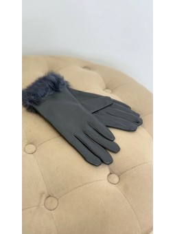 Guantes polipiel pelo gris