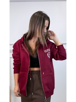 Sudadera cremallera granate