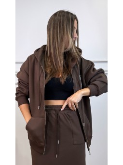 Sudadera cremallera marrón