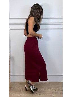 Falda midi algodón granate