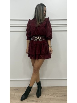 Vestido volantes granate