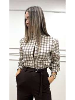 Camisa cuadros volante...