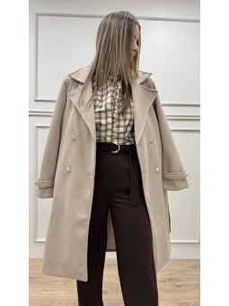 Abrigo botones espalda beige