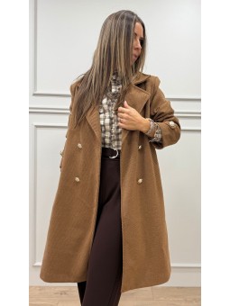 Abrigo botones espalda camel