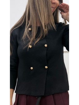 Chaqueta punto botones negra