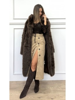 Abrigo largo pelo marrón