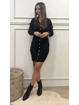Vestido punto abotonado negro