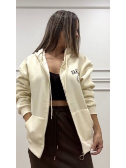 Sudadera cremallera crudo