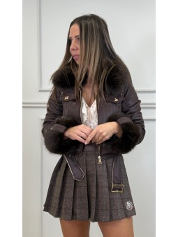 Chaqueta antelina pelo marrón